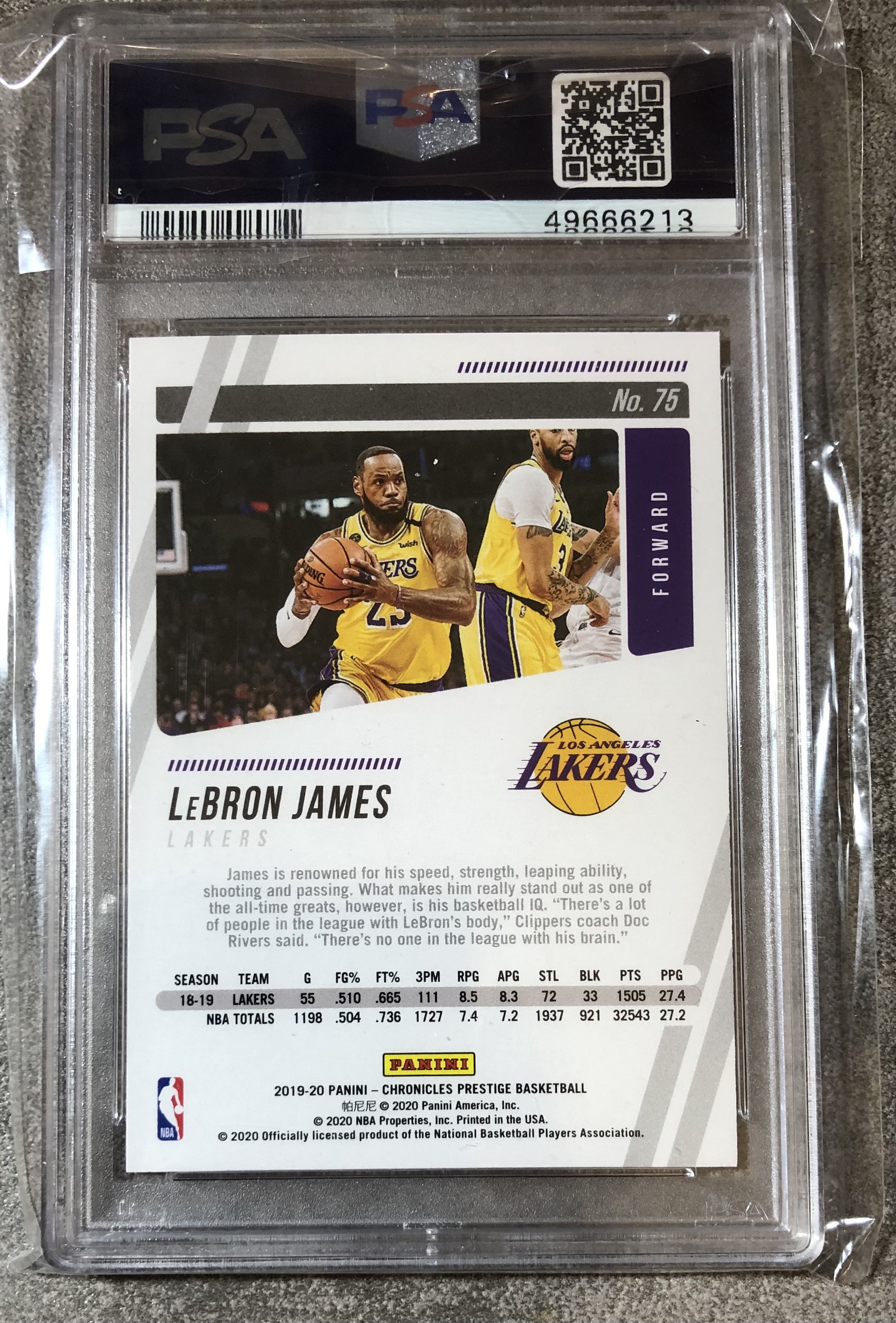 LeBron James 2019-20 Panini Chronicles Prestige #75 Los Angeles Lakers