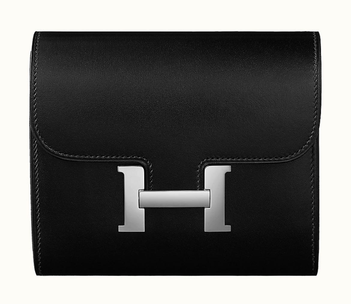 ［預購］Hermes Constance Wallet Box 黑銀扣短夾 皮夾可加背帶/銀鍊變woc