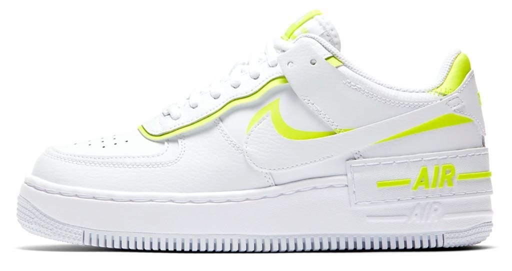 Nike Air Force 1 AF1 Shadow SE 雙鉤拼接女鞋螢光黃色白色增高孫芸芸