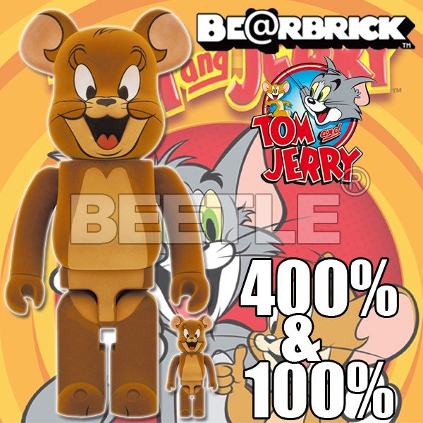 BEETLE BE@RBRICK TOM AND JERRY 湯姆與傑利 傑利鼠 植絨 庫柏力克熊 400% 100%