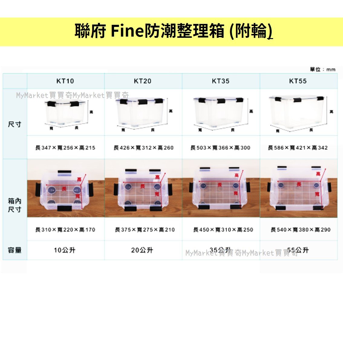 KEYWAY 聯府Fine防潮整理箱(附輪) 35L KT-35 玩具收納箱防蟲棉被3C