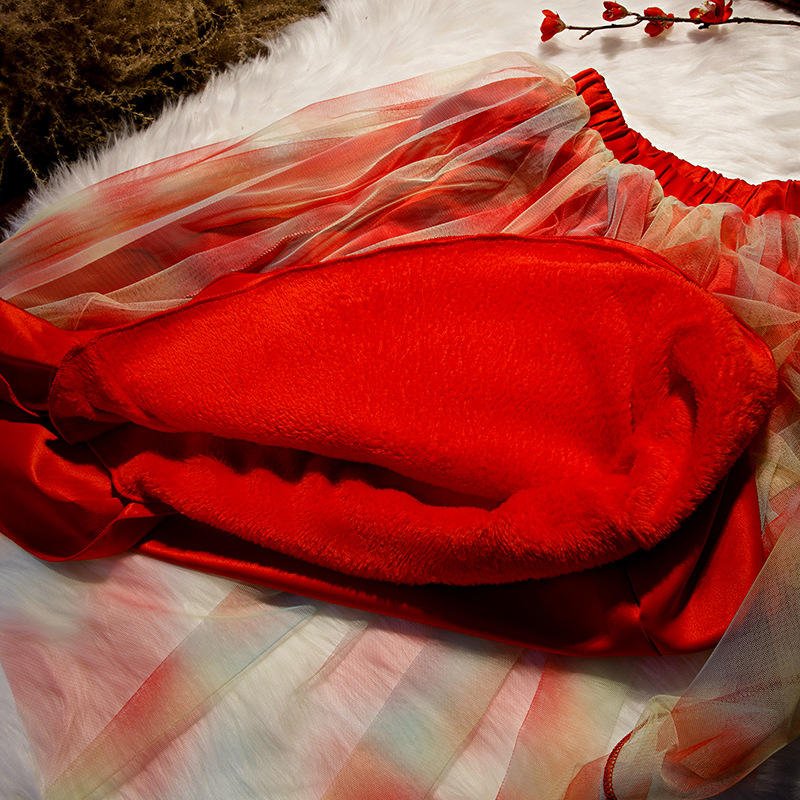 ♥萌妞朵朵♥新年旗袍加厚套裝J款紅色/兒童畢業禮服/蓬蓬紗裙/實照/過年裝/拜年裝