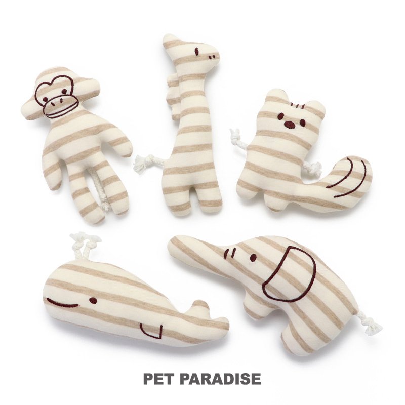 貝果貝果 日本 Pet paradise 條紋動物啾啾玩具 狗狗玩具 [T3913]  有機棉