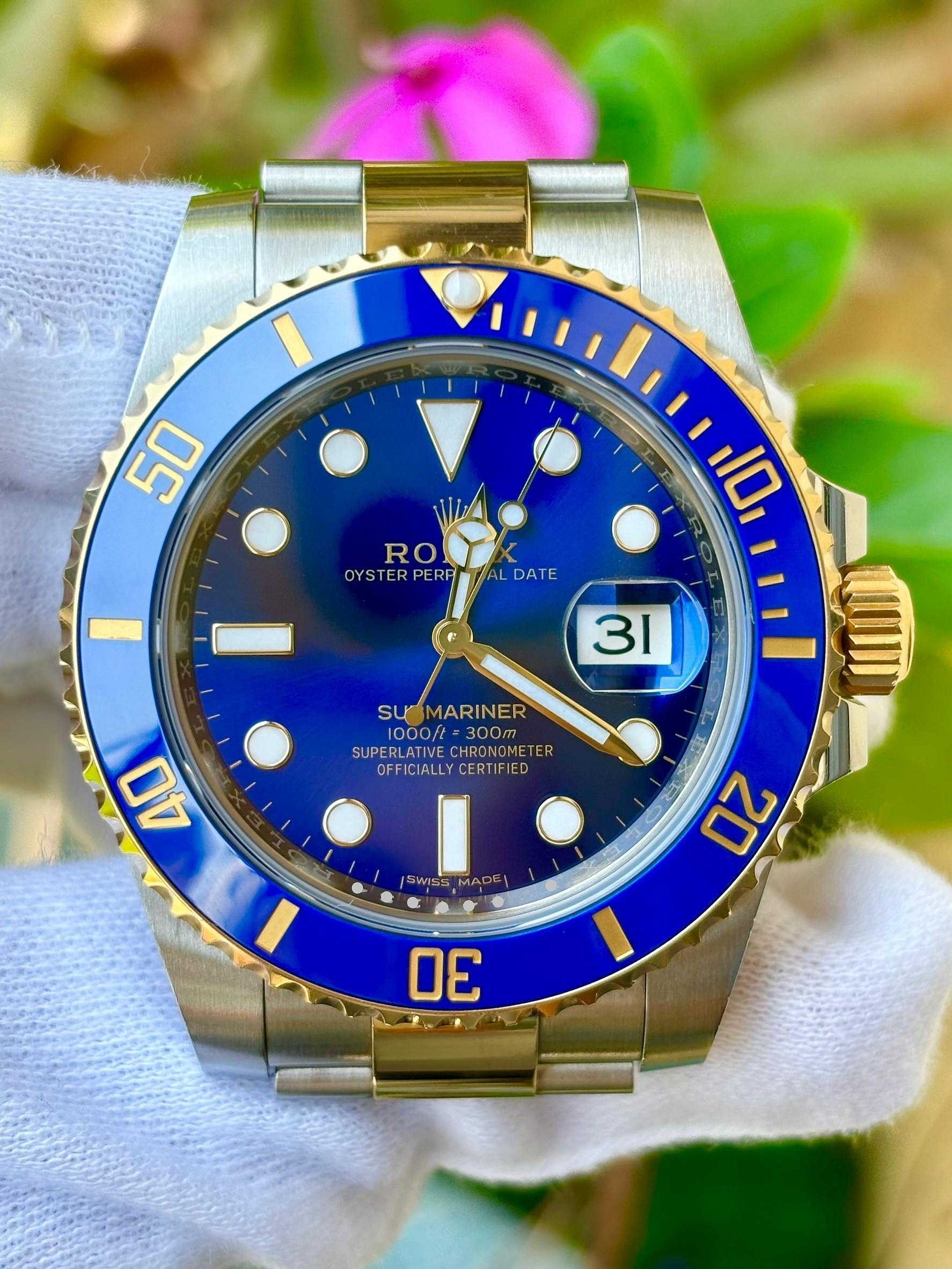 勞力士 ROLEX  型號116613LBLB  半金藍水鬼 錶徑40mm  3135機芯  2018/OCT  台灣AD  ( 售: $42萬 )