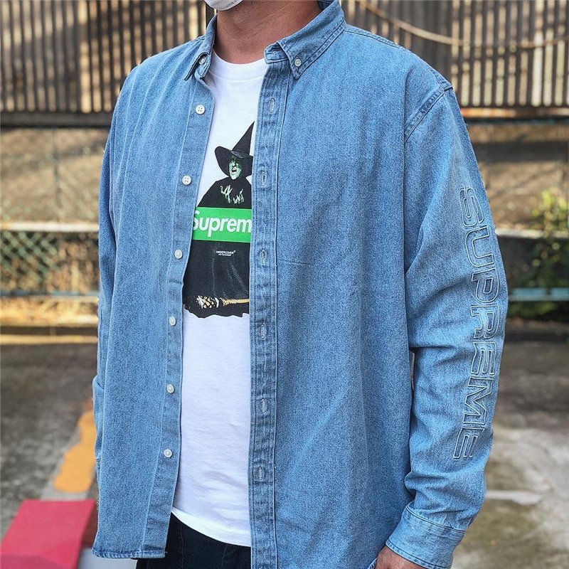 超搶手】全新正品2018 SS Supreme Denim Shirt 字體牛仔單寧工作