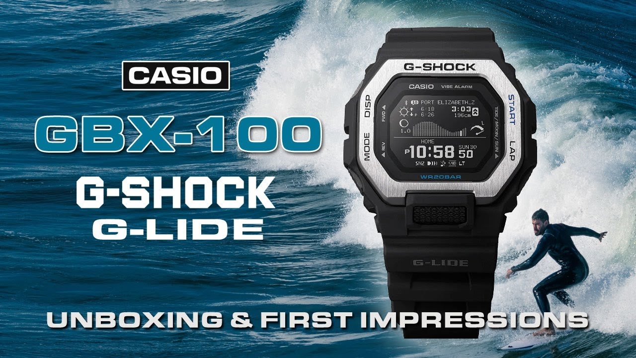 CASIO公司貨附保證卡及發票G-SHOCK潮汐圖，月亮數據，GBX-100-1 衝浪者