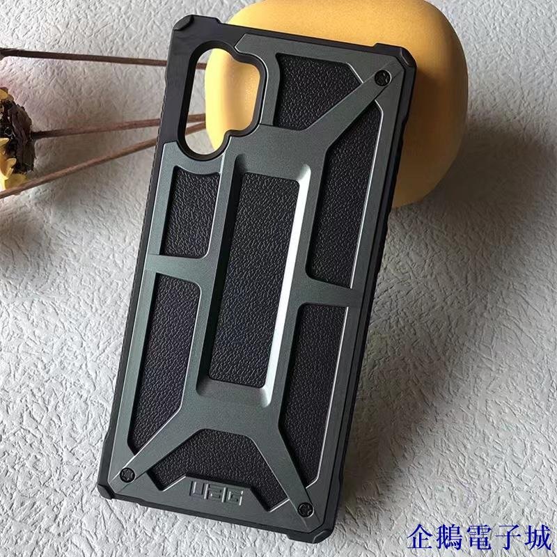 溜溜雜貨檔適用三星 Galaxy Note10 plus 皮紋防震 UAG Monarch note 10纖維防摔手機殼