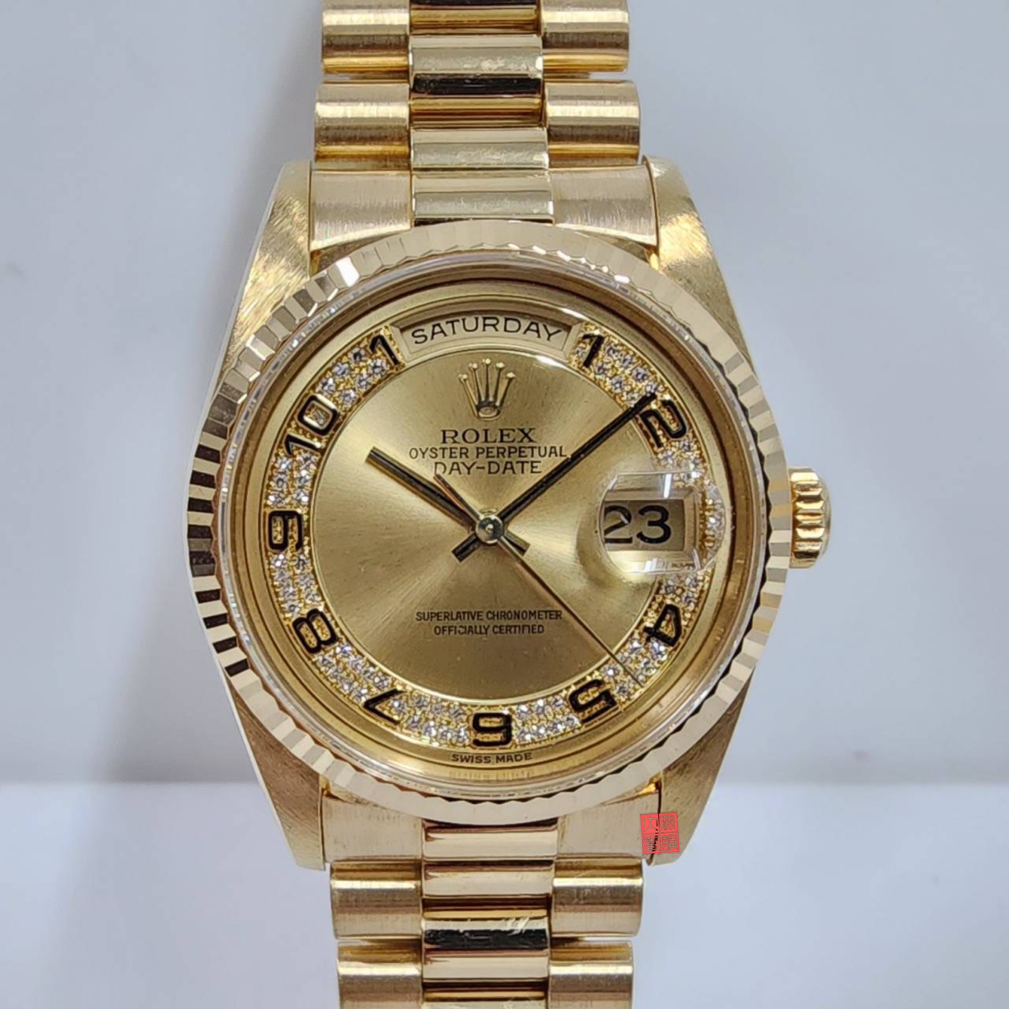 ROLEX勞力士 18238 現貨 Day Date 蠔式18K金原MA多層鑽面盤 錶徑36 大眾當舖 編號A709