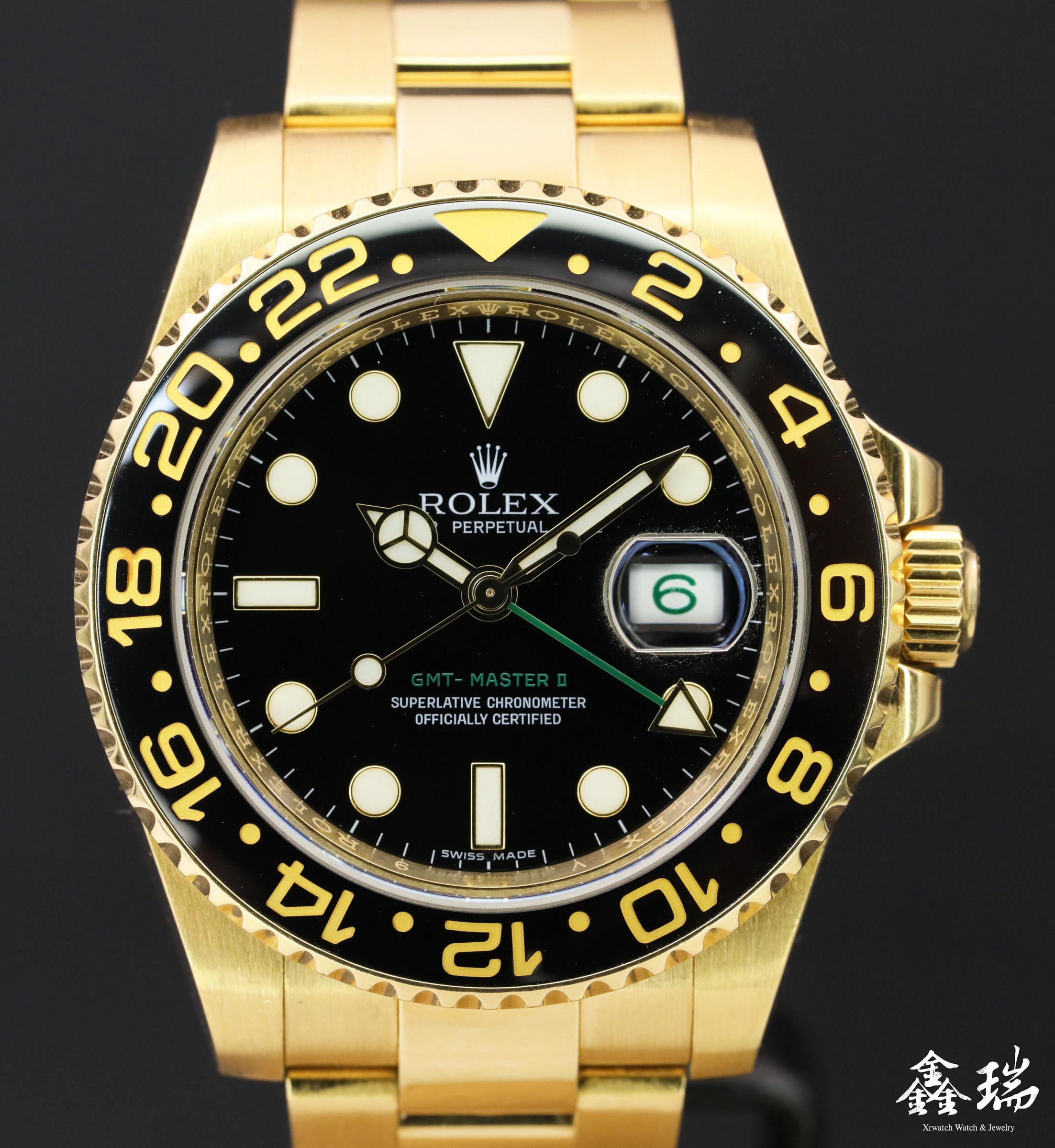 【鑫瑞鐘錶】Rolex 勞力士 GMT 格林威治 116718LN 116718 18K黃金 兩地時間 盒單全