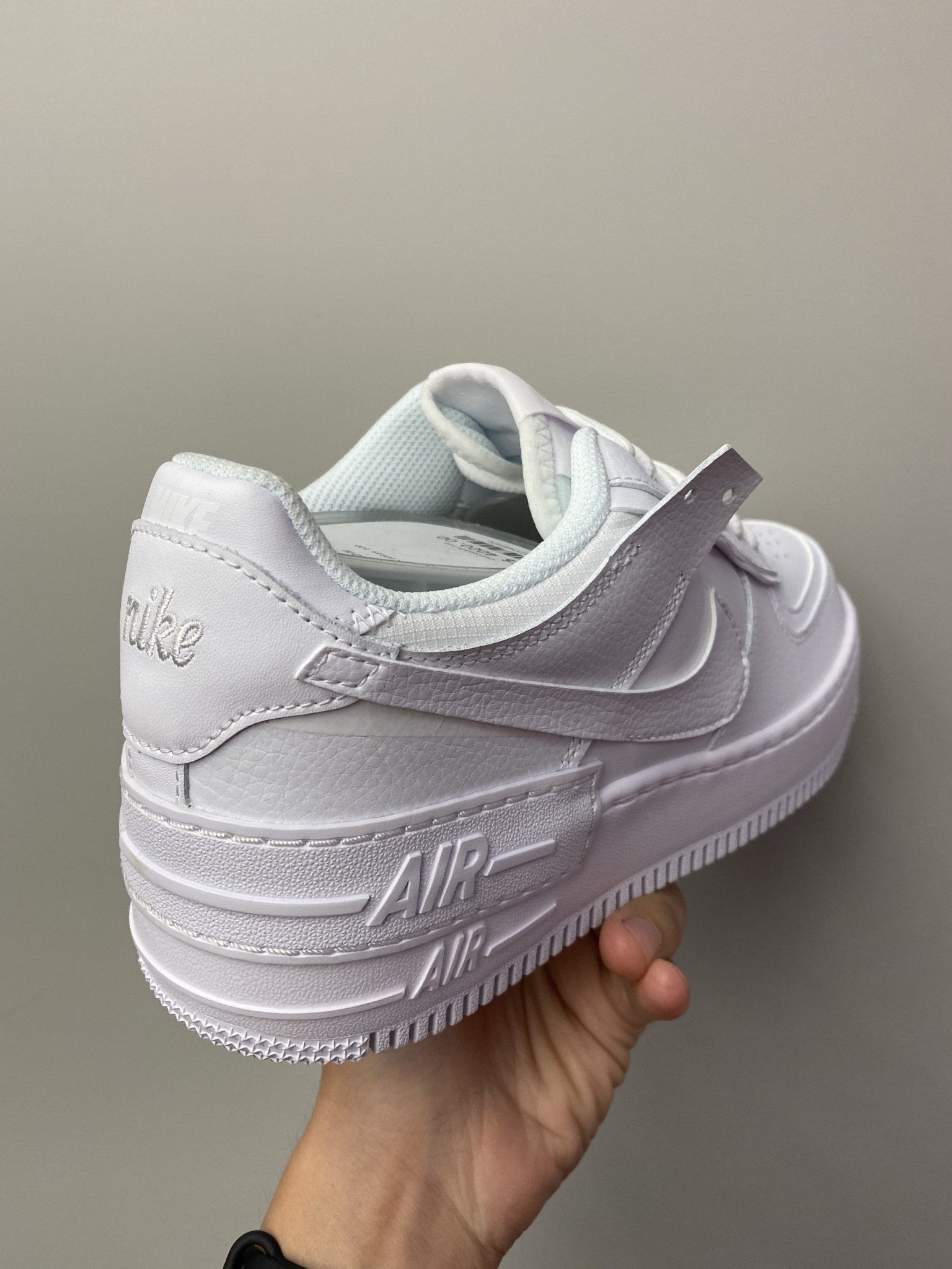 AND.】NIKE W AIR FORCE 1 SHADOW 全白皮革休閒穿搭滑板女款CI0919-100