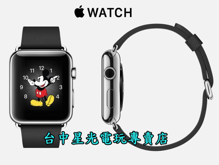 Apple 蘋果】☆ Apple WATCH 38mm 不鏽鋼錶殼黑色經典扣式錶帶☆【現貨