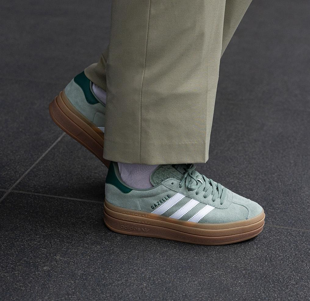 Luxury】LISA同款ADIDAS GAZELLE BOLD W GREEN 莫藍藍迪綠ID6998 粉生