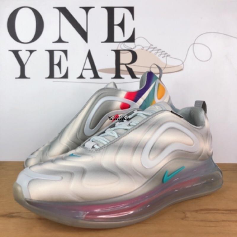 【正品】ONE YEAR_ Nike Air Max 720 白 全白 銀 彩虹 漸層 氣墊 網面 男女 AO2924-011潮鞋