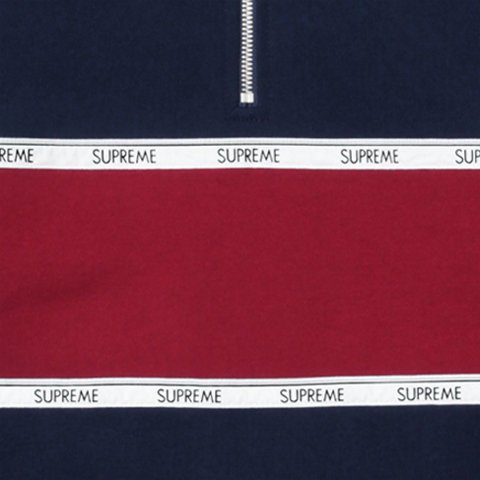 超搶手】全新正品2017 Supreme Logo Tape Stripe Half Zip Sweat 半