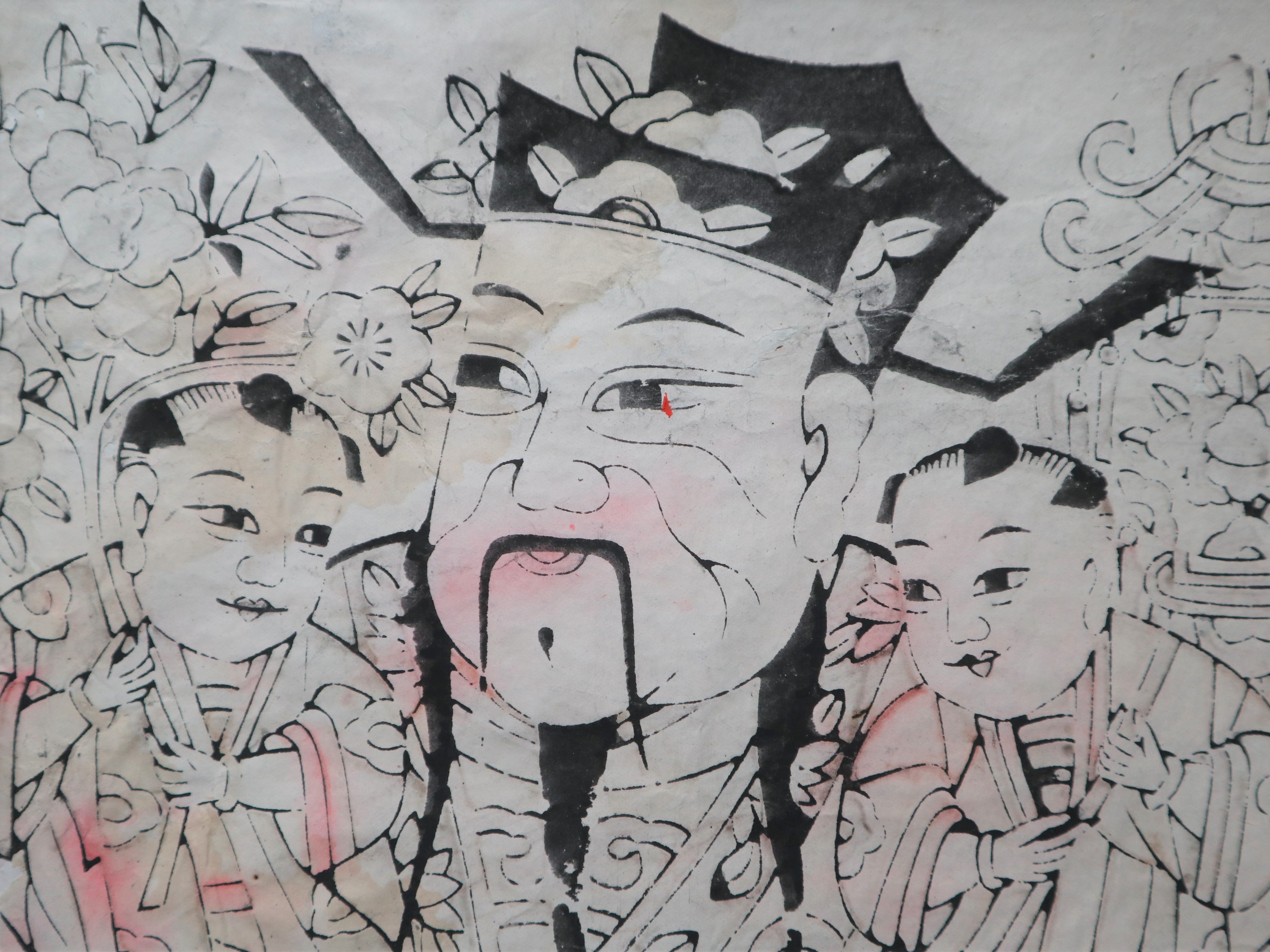 在庫お得中國 財神童子彩版畫 傳統木版画 木版画