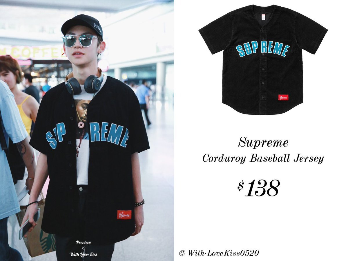 Supreme Corduroy Baseball Jersey Black