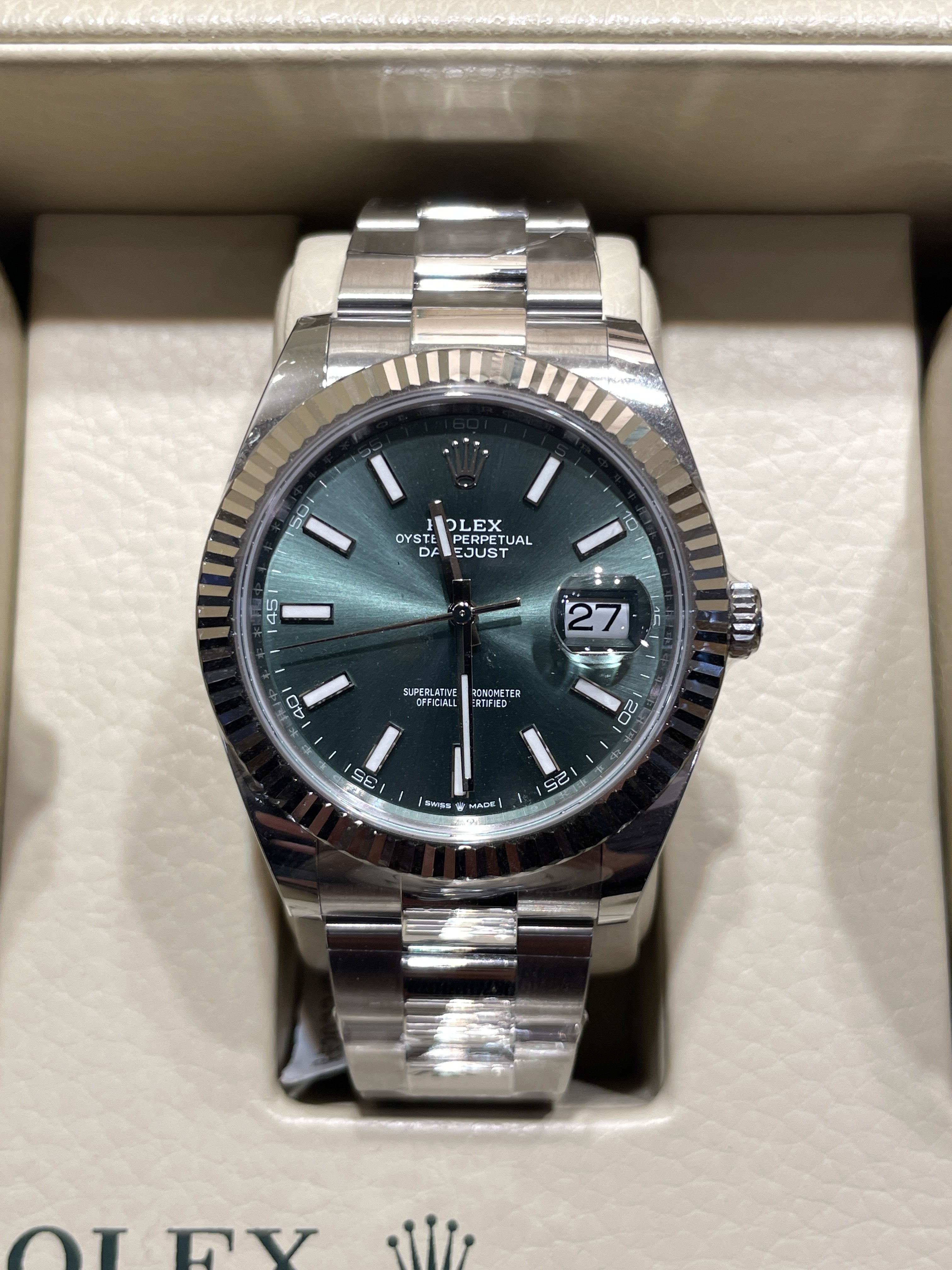 【 大西門鐘錶 】 勞力士 126334 薄荷綠 三板帶 Datejust 41