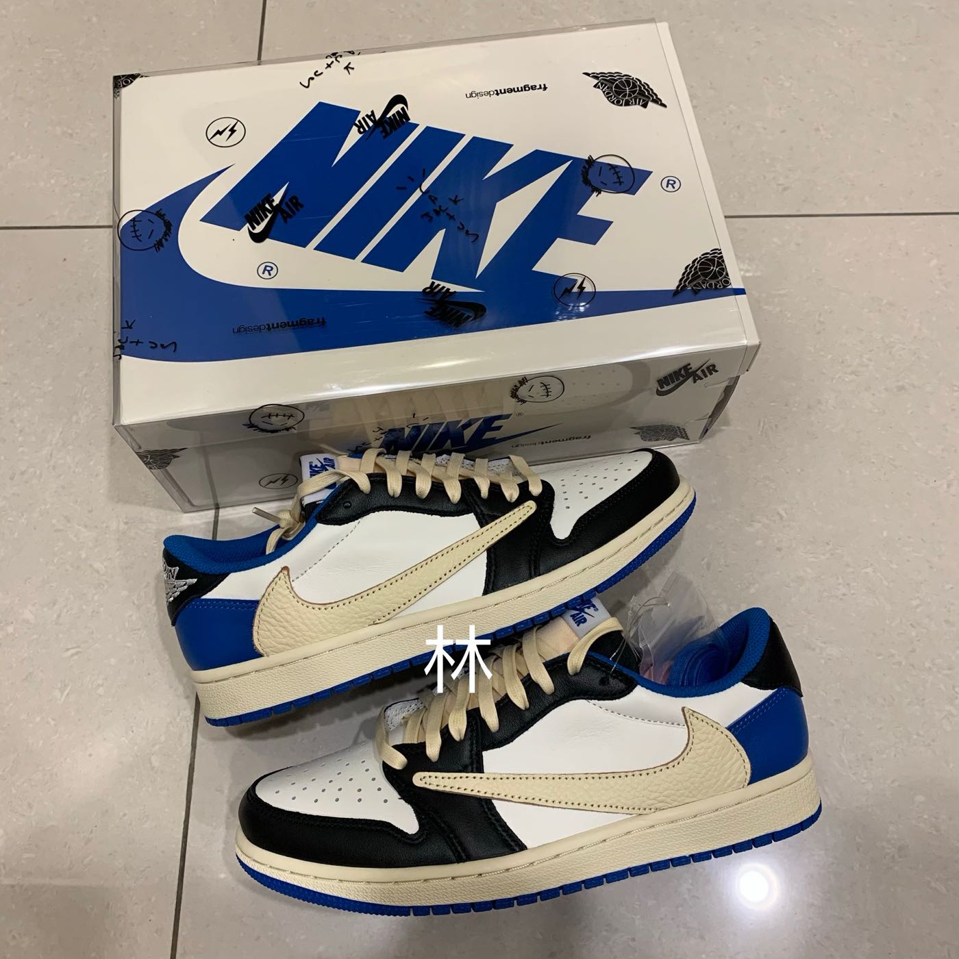 全新現貨Travis Scott x Fragment x Air Jordan 1 Low OG 白藍黑倒勾