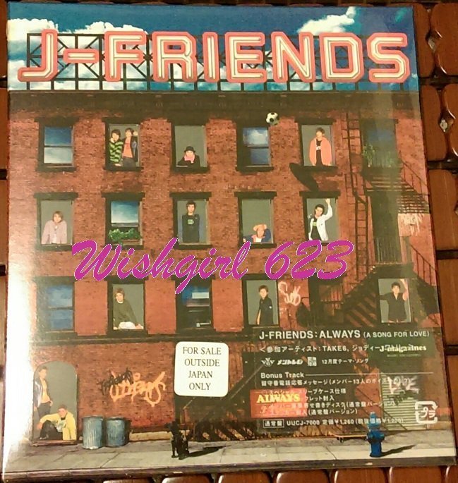 J-Friends『ALWAYS-A Song For Love』日版單曲CD(全新普通盤)~近畿小子、TOKIO、V6