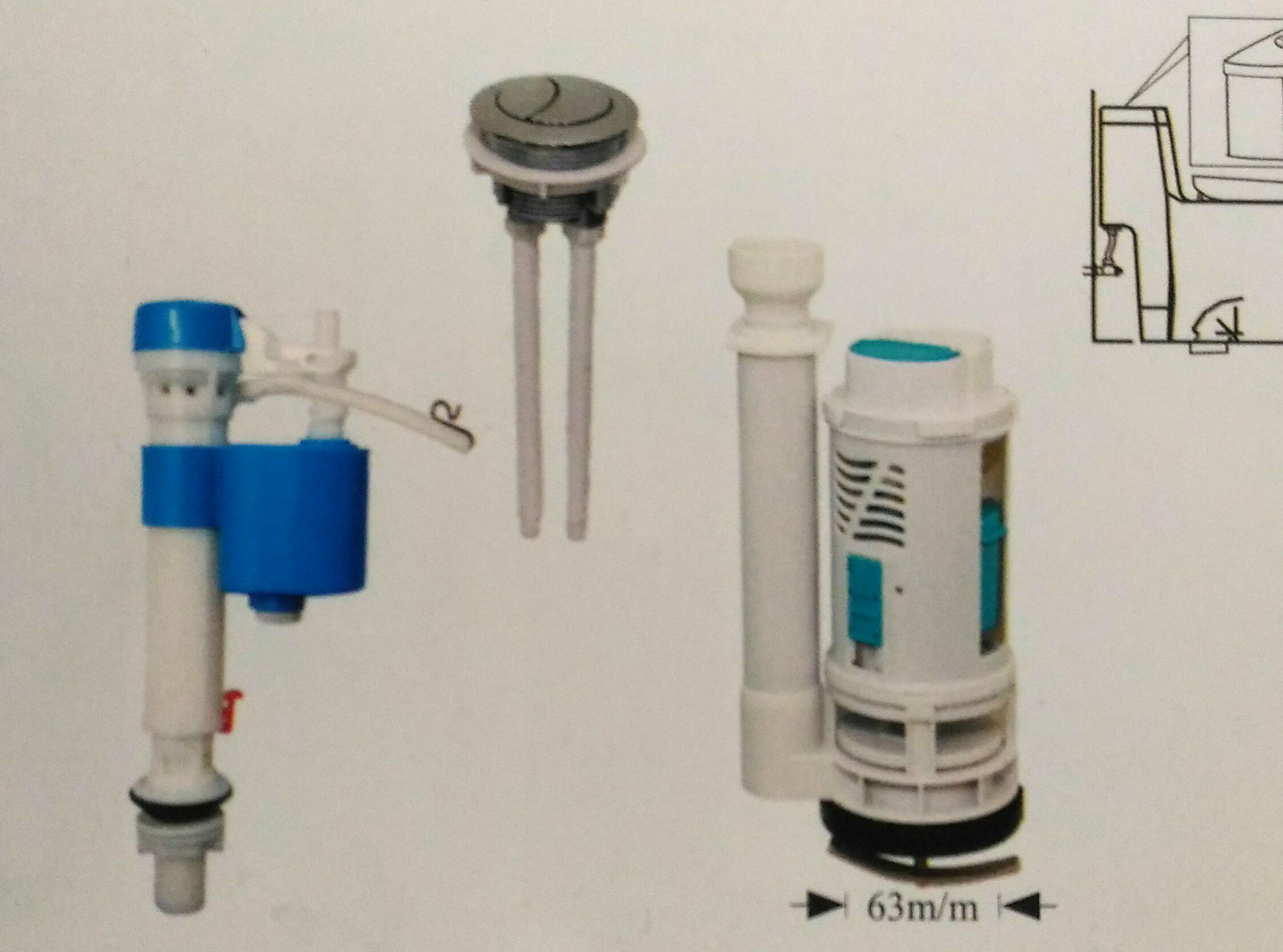 {水電材料行}~金鐘 單體 二段式 兩段式 上壓 按鈕 馬桶水箱零件 進水器  和成,電光,凱撒代用品 阿爾卑斯