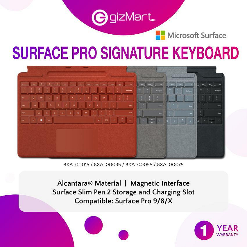 MTX旗艦店微軟 Microsoft Surface Pro 8 / 9 / X Type Cover 簽名鍵盤(黑色/罌粟紅