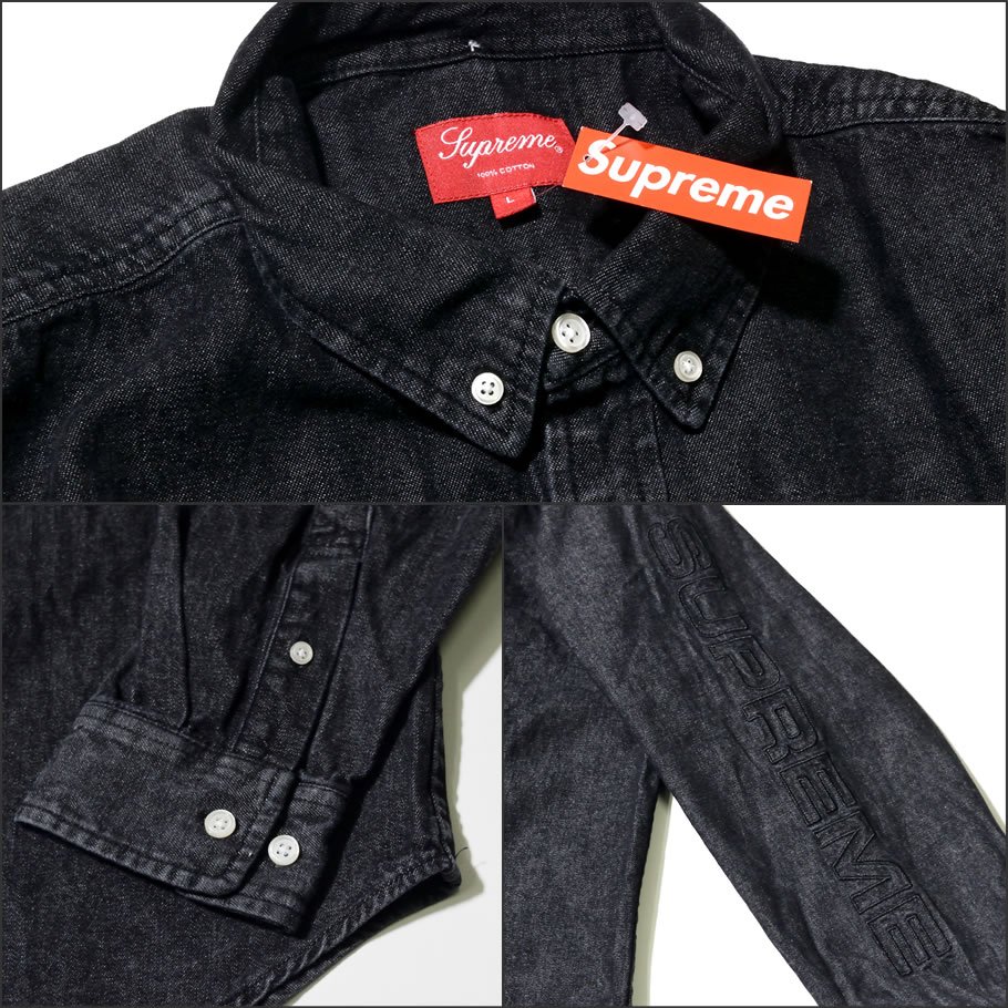 超搶手】全新正品2018 SS Supreme Denim Shirt 字體牛仔單寧工作襯衫