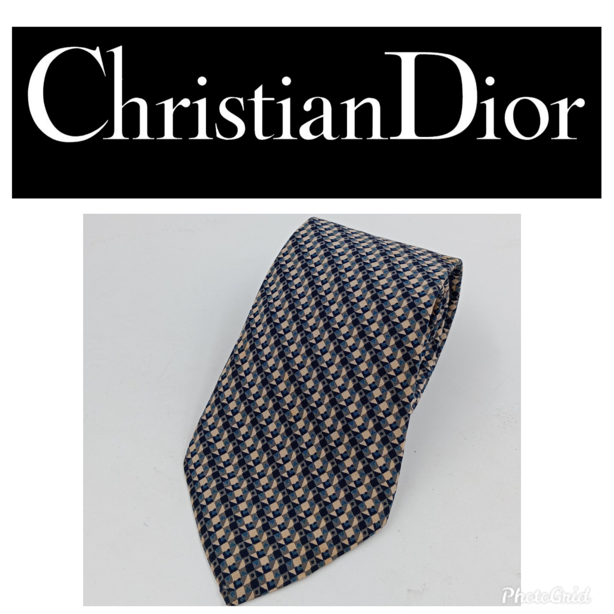 近新Dior法國CD 手打領帶純絲質窄版領帶$168 一元起標真品襯衫皮鞋