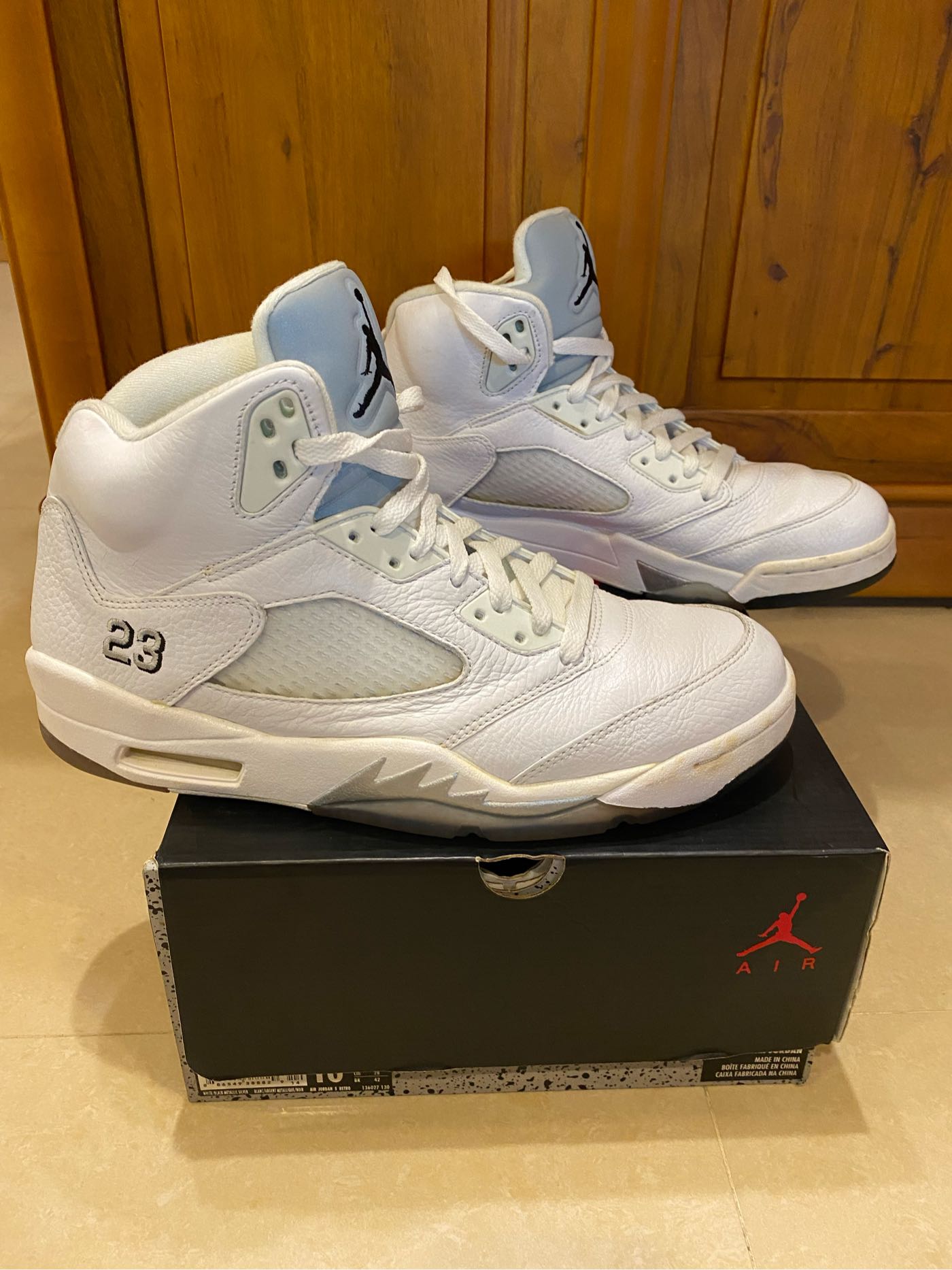 Nike Air Jordan 5 Retro白銀流川楓冰底US10現貨八成五新男鞋經典款