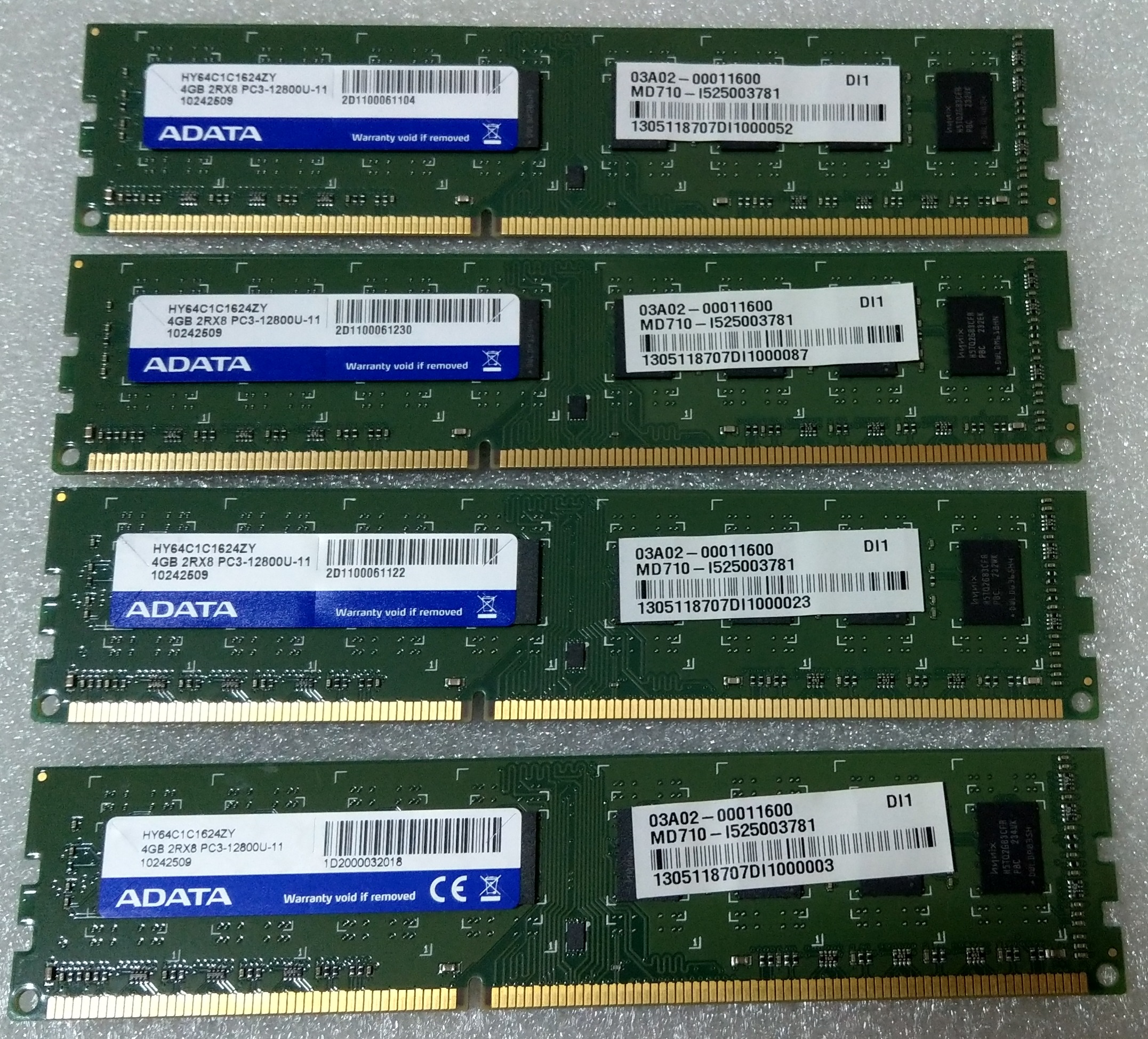 威剛ADATA PC3 12800U-11 DDR3 1600 4GB雙面記憶體ASUS主機拆機良品