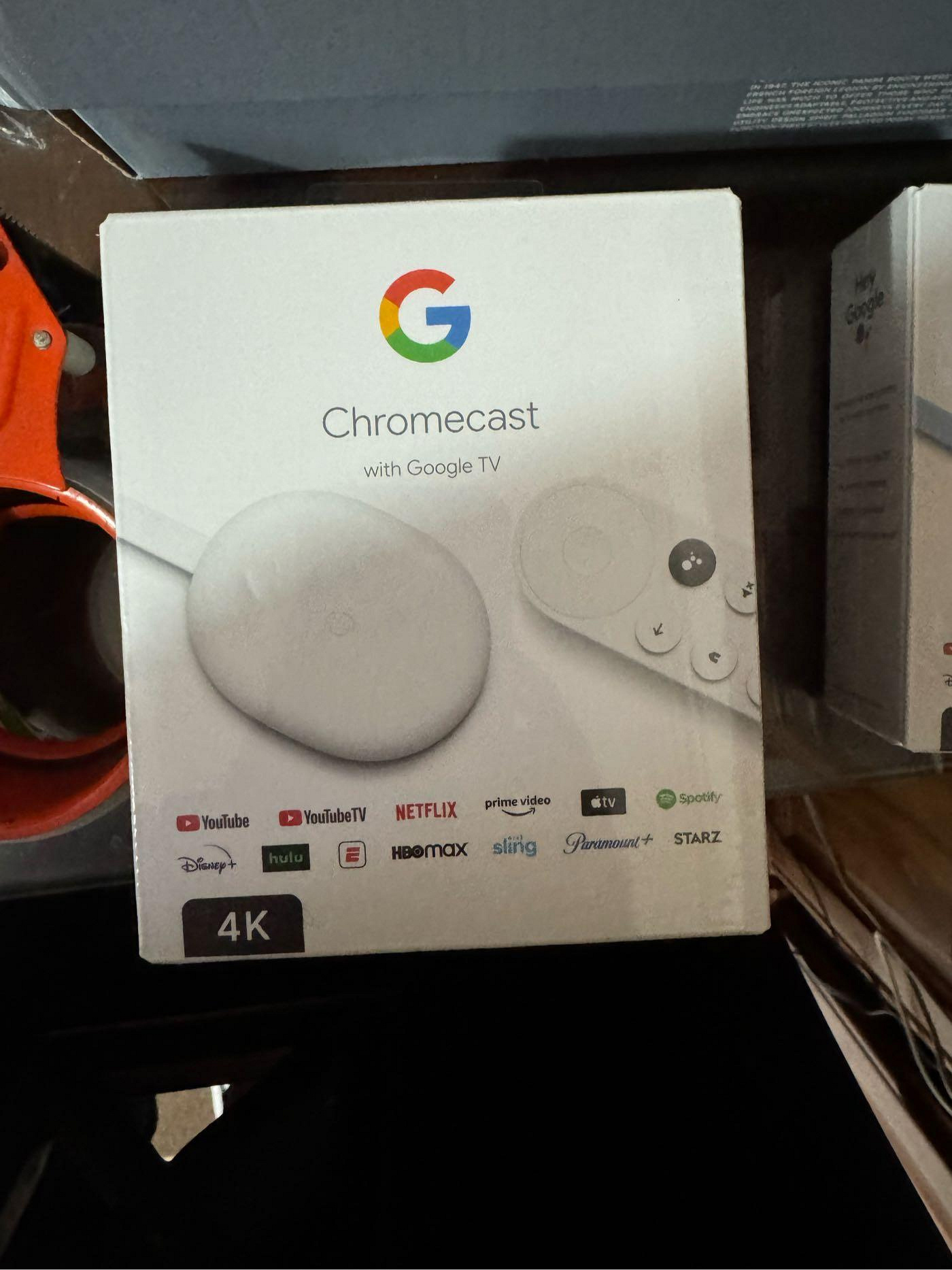 現貨一天內出貨。全新未拆封Google Chromecast 4K / HD 第四代Google TV 聲控電視棒電視盒