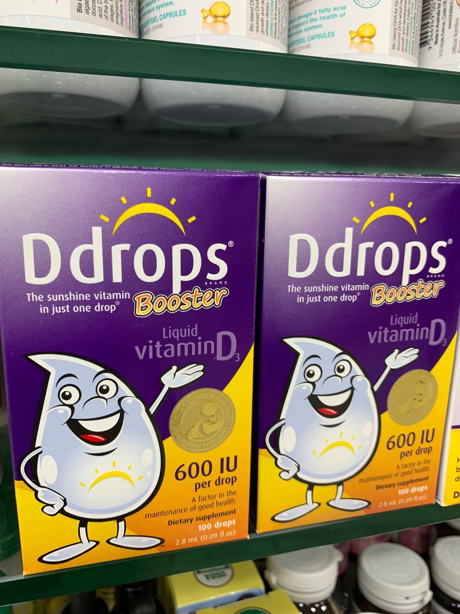 Ddrops, Booster, Liquid Vitamin D3, 600 IU, 100 Drops, 0.09 fl oz (2.8 ...