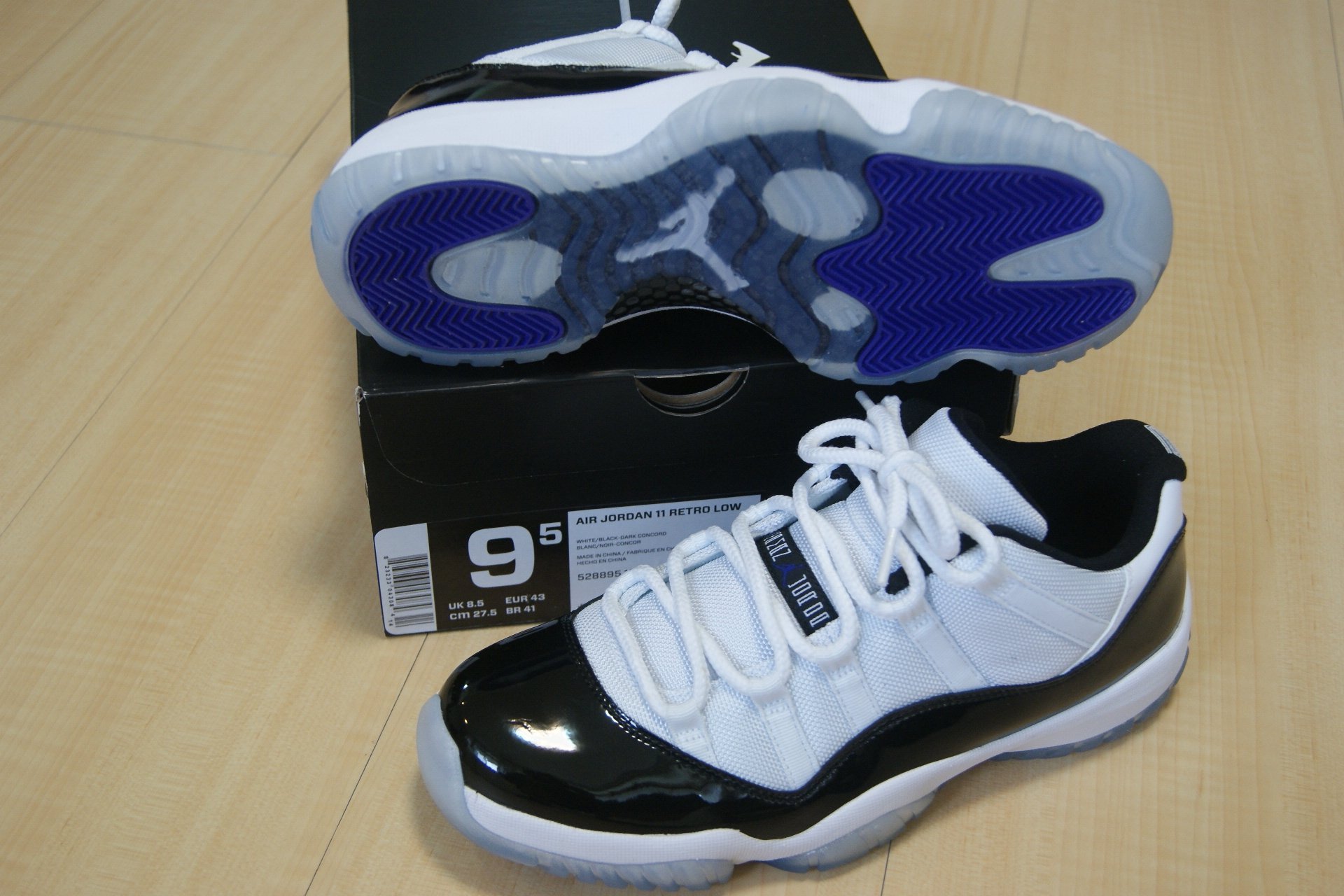 Nike Air Jordan 11 Retro Low Concord AJ11亮皮白黑低筒康扣男款籃球