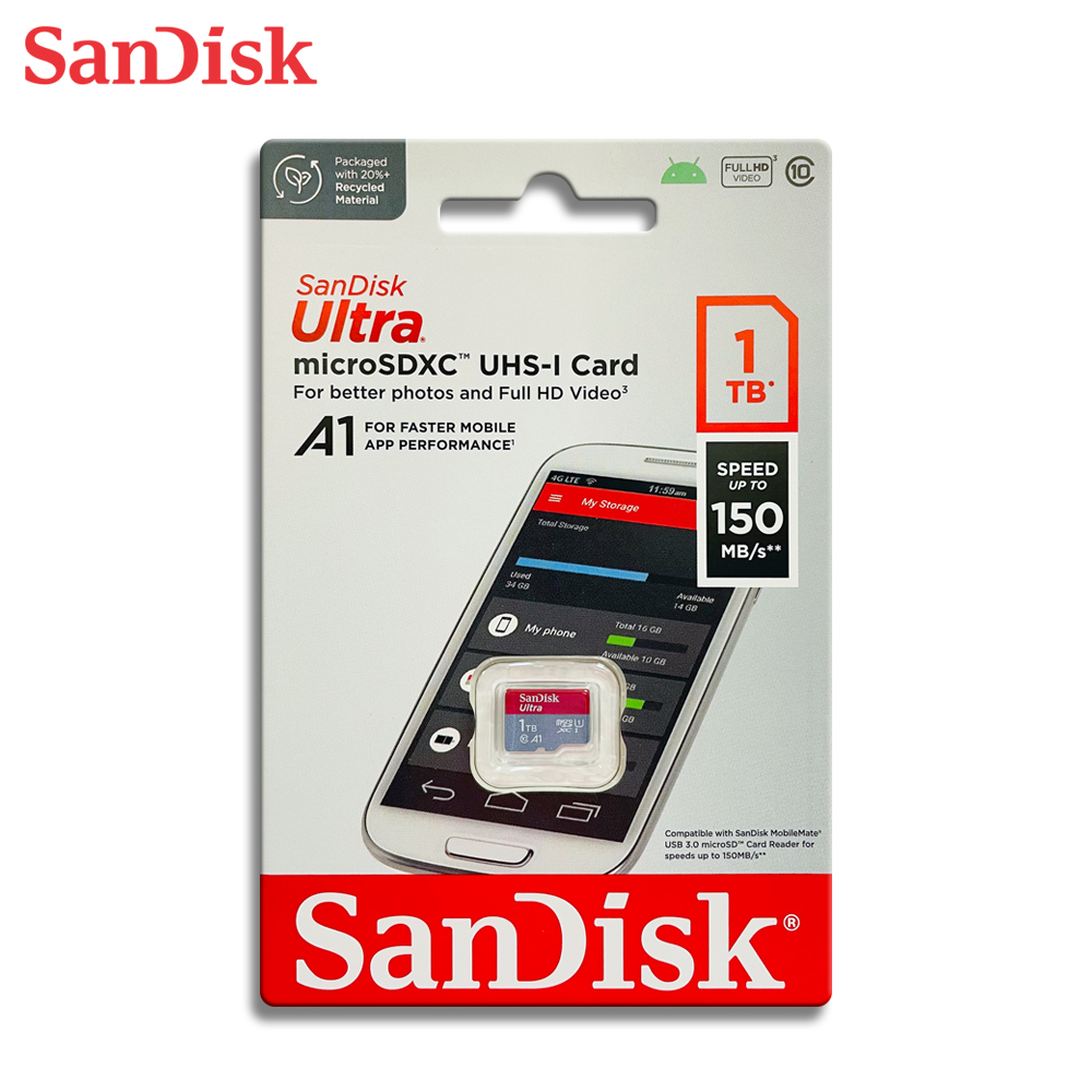 SanDisk 1TB Ultra 手機擴充記憶卡A1 MicroSD 台灣保固公司貨(SD-SQUAC