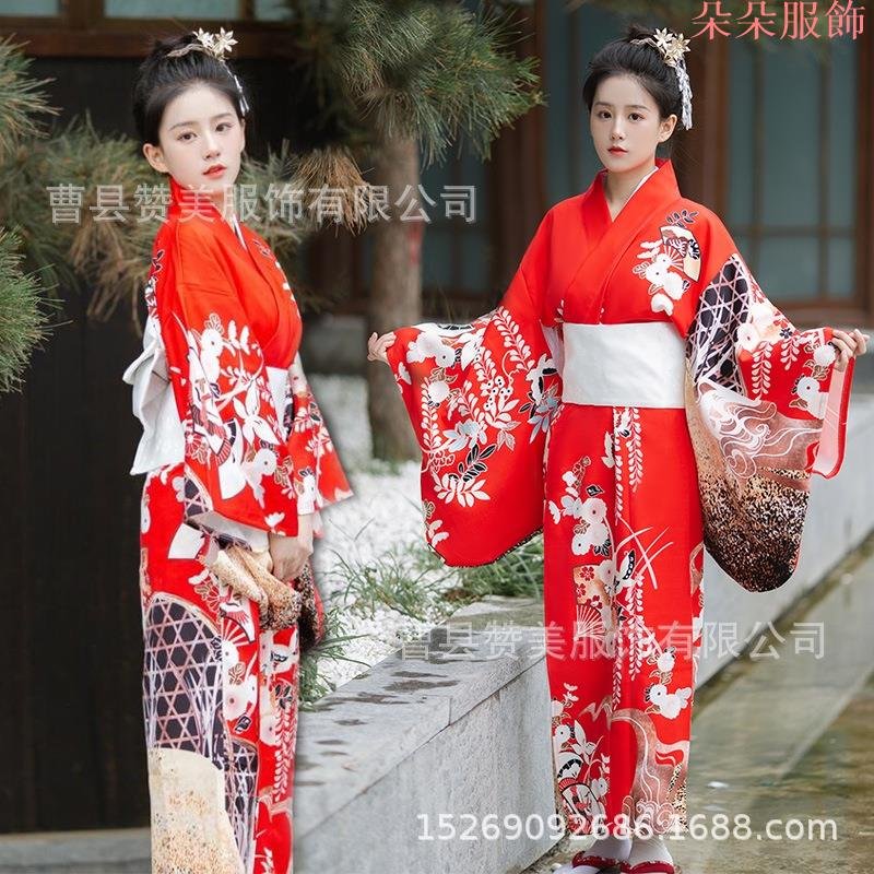 和服女改良正裝傳統中國風日式和風浴衣文藝紅色大氣振袖和服夏季
