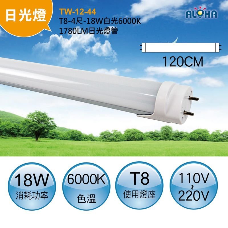 LED省電燈管【TW-12-42-44】T8-4尺-18W -1660LM日光燈管 取代傳統20W/保固一年/LED