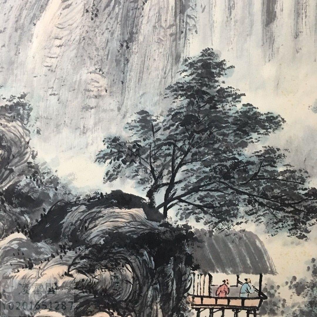 上品『蔵友旧蔵出・傅抱石・四尺中堂画・山水画・繪画・宣紙』・極細工・中国古玩・中国古美術043057 掛軸