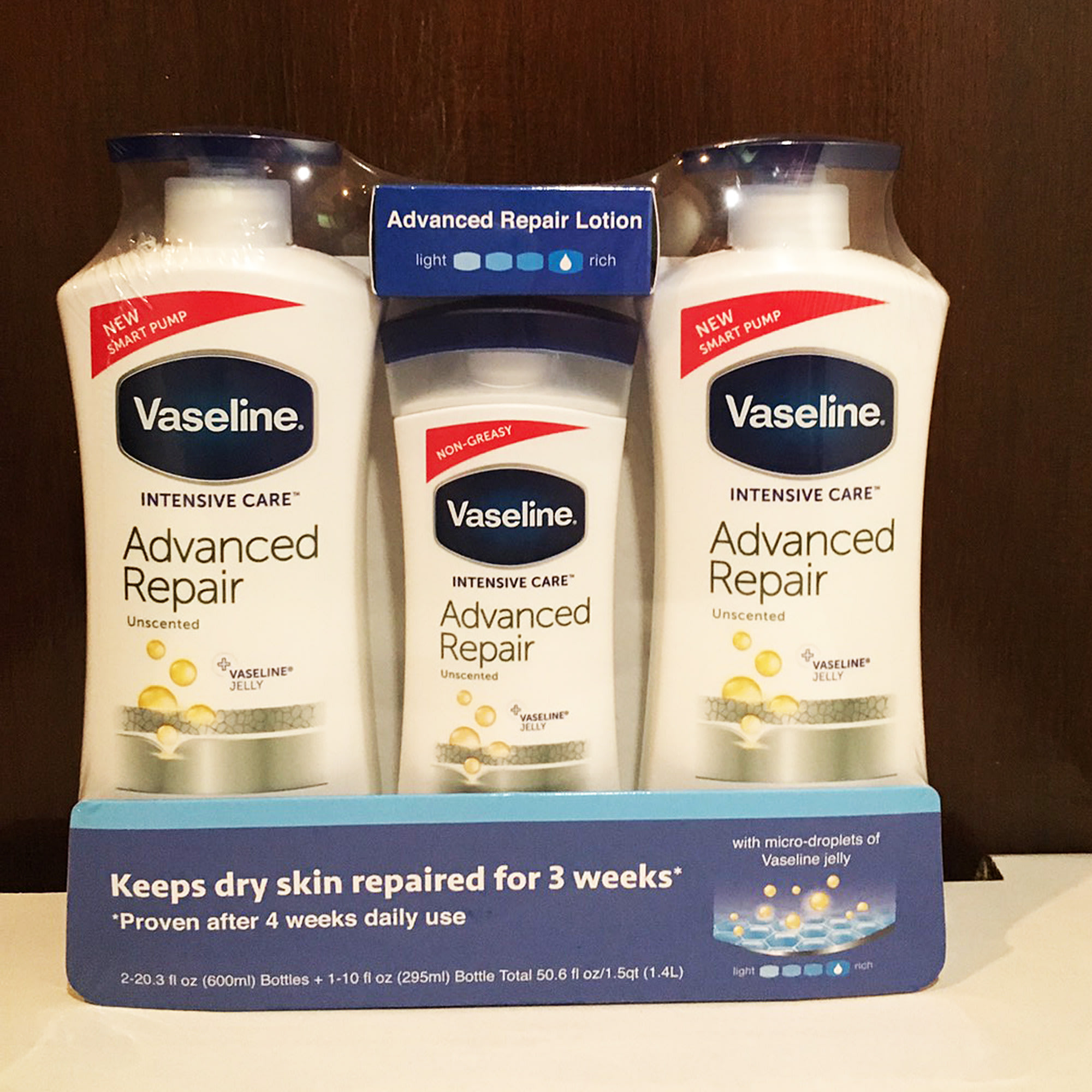 Vaseline 進口潤膚乳液組 600毫升 2入+ 295毫升 1入 凡士林 乳液 身體乳液 保濕 乳霜 COSTCO