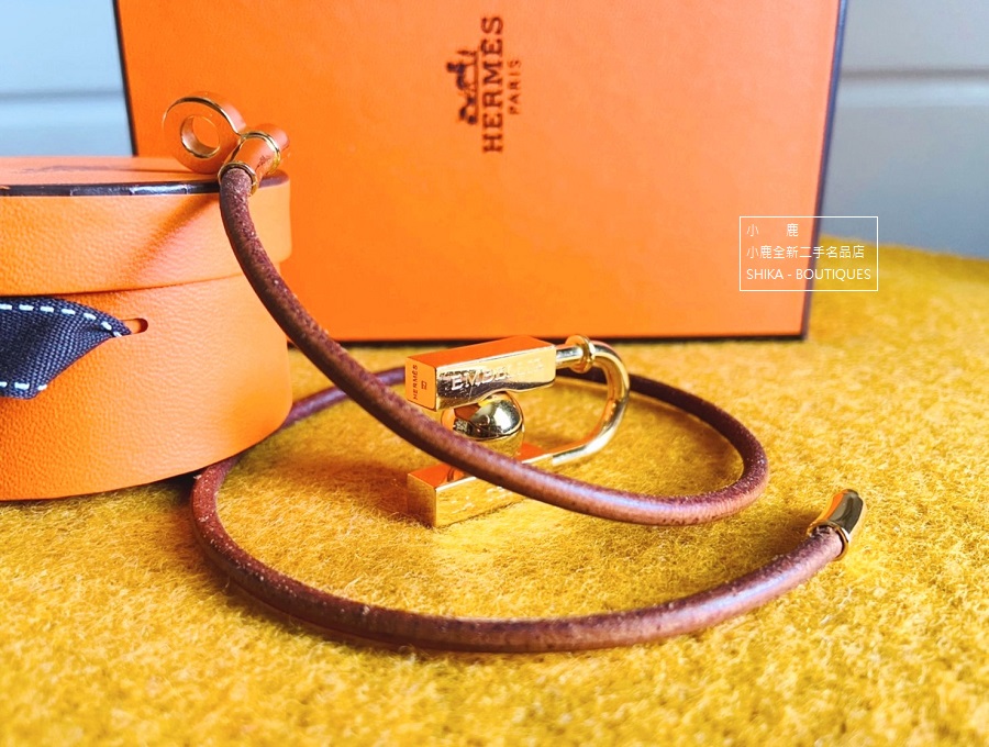 Yes!) HERMES 真品原皮2001年度H鎖頭皮革項鍊手鍊一整套【絕版收藏價