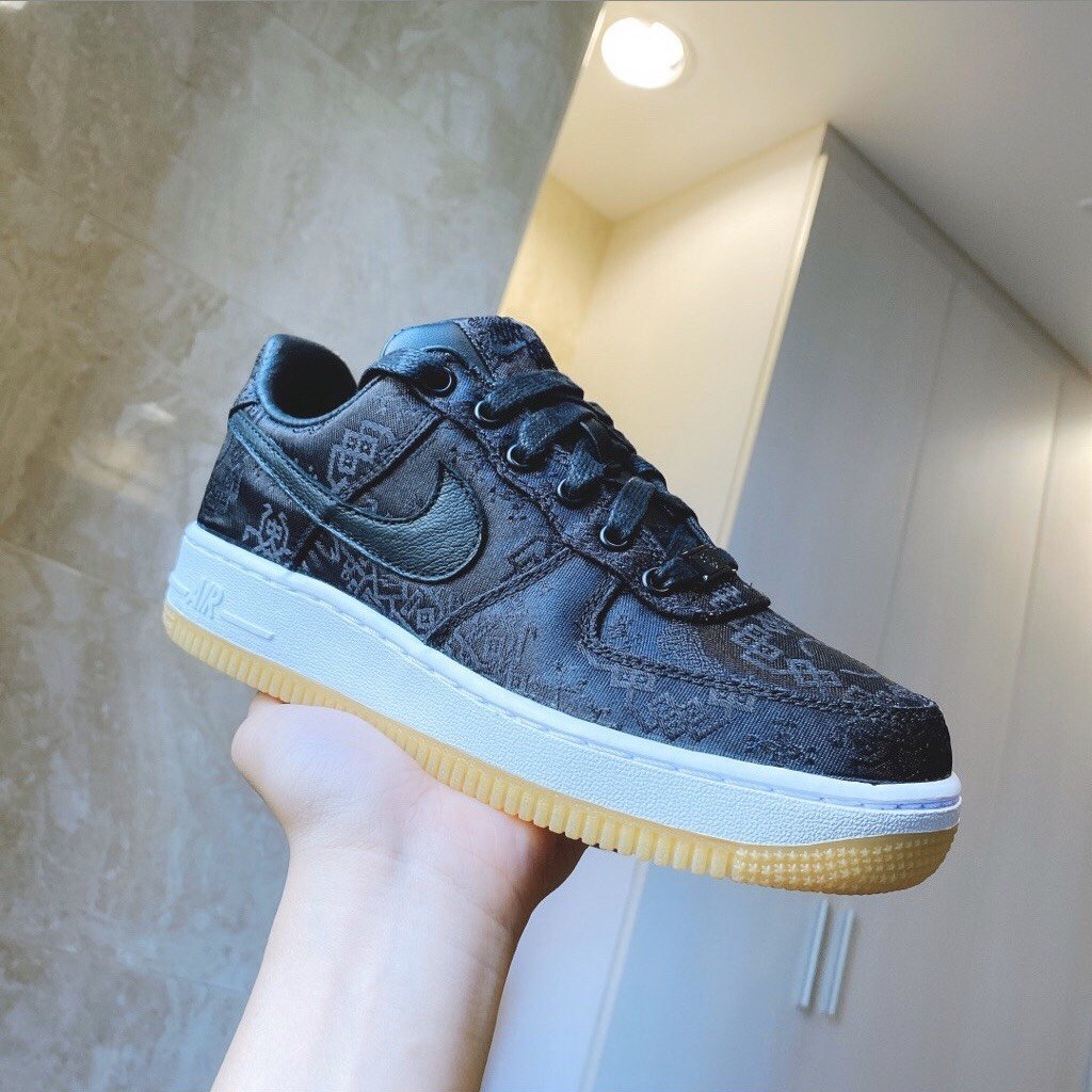 台灣公司貨us4.5 Nike Air Force 1 CLOT Fragment 閃電黑絲綢TS GD 黑