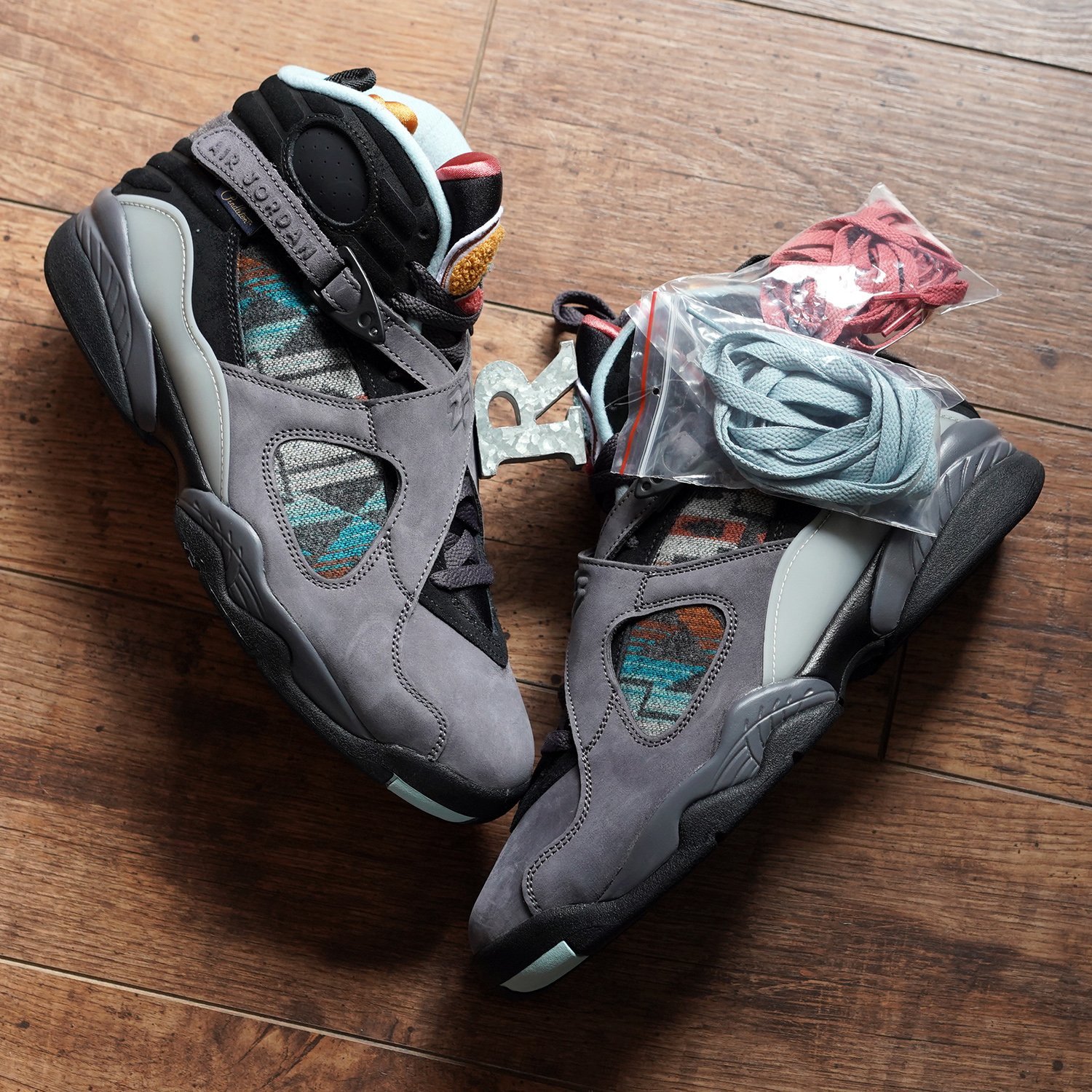 R'代購 Air Jordan 8 N7 Pendleton nike 灰黑橘紅藍 圖騰 名族風 CQ9601-001