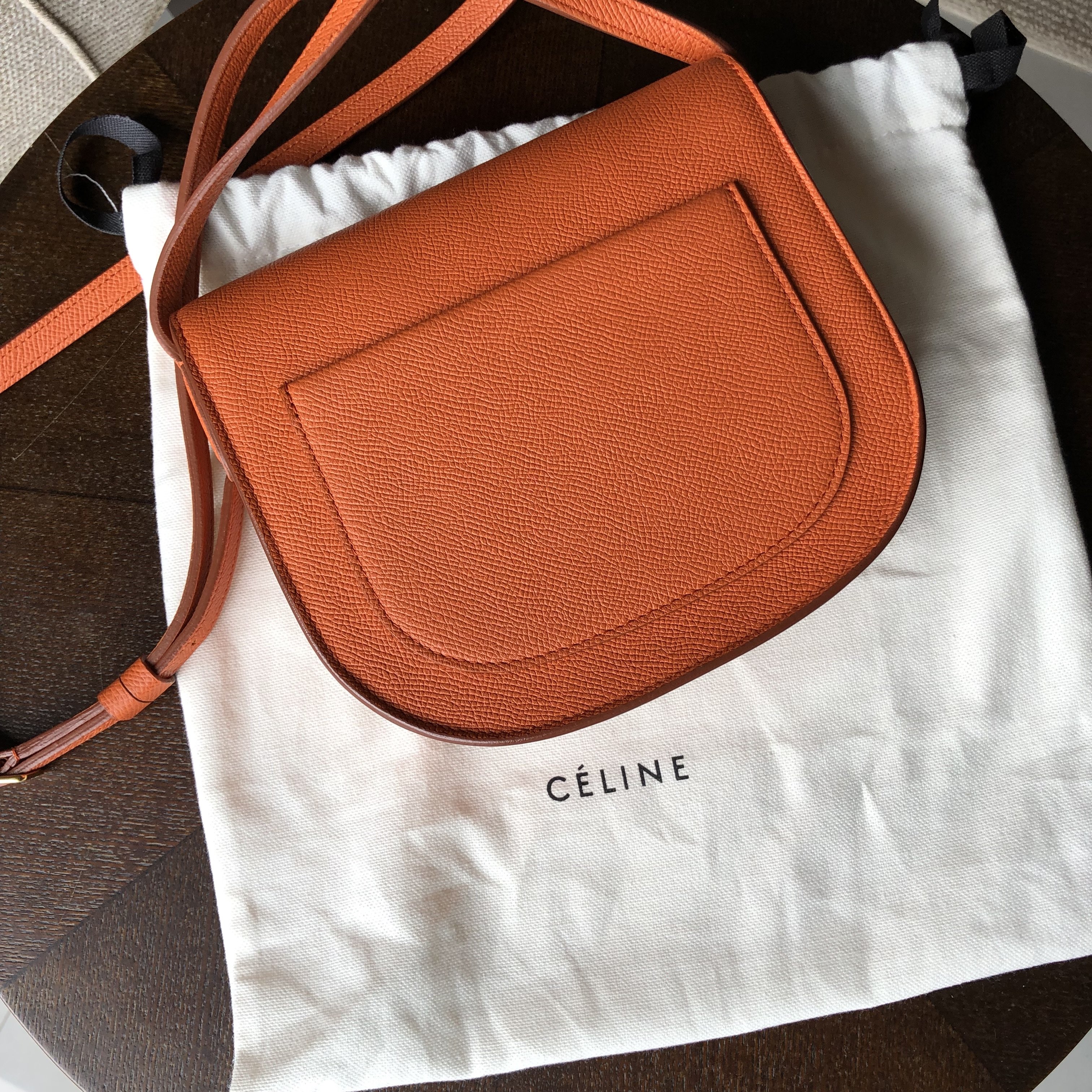 Celine Grained Calfskin Nano Belt Bag Carnelian