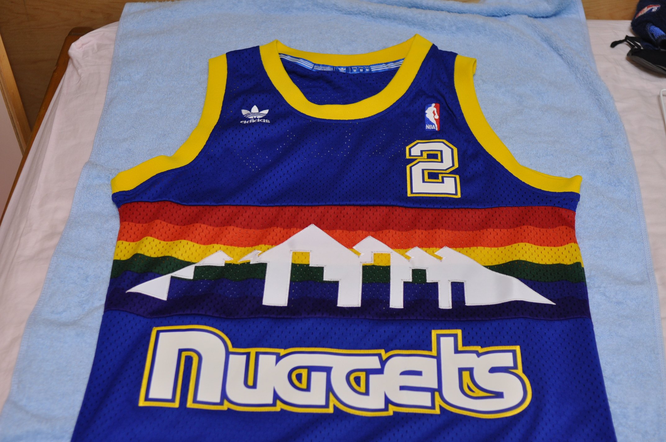 ADIDAS NBA NUGGETS 金塊ALEX ENGLISH Swingm HWC 藍彩虹復古球衣M號2 