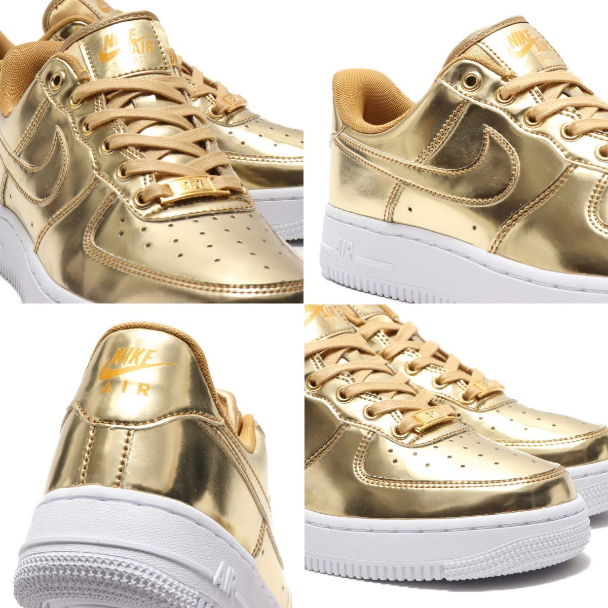 CodE= NIKE W AIR FORCE 1 SP 金屬皮革籃球鞋(金)CQ6566-700