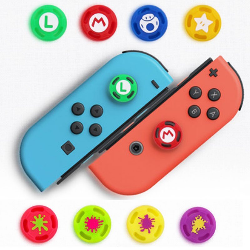 NS26 Switch / Switch lite Joy-Con 搖桿帽 瑪莉歐 漆彈大作戰 香菇頭 矽膠帽 一組4入