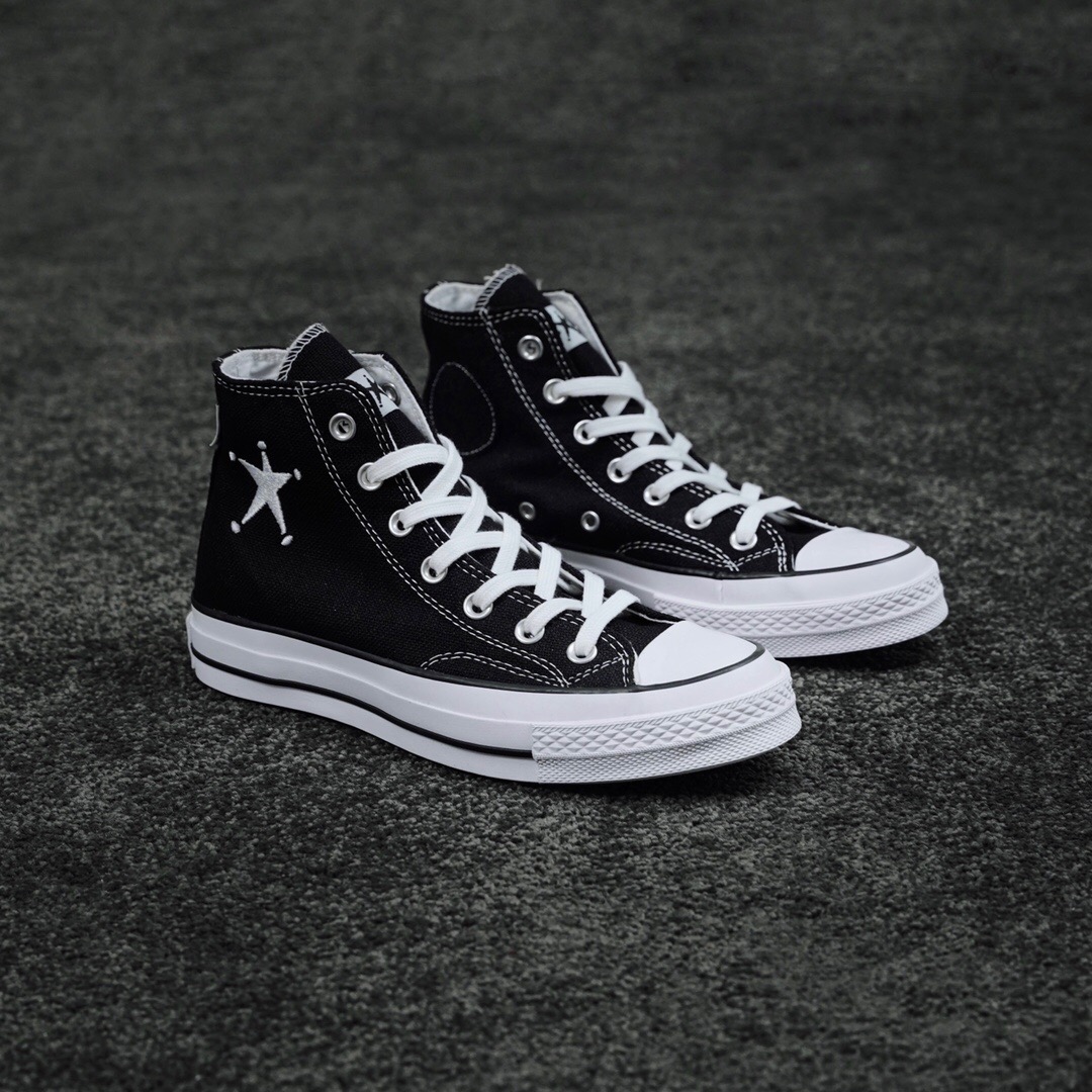 Converse Chuck Taylor X Stussy 黑白Stussy 清新帆布鞋~T/E代購