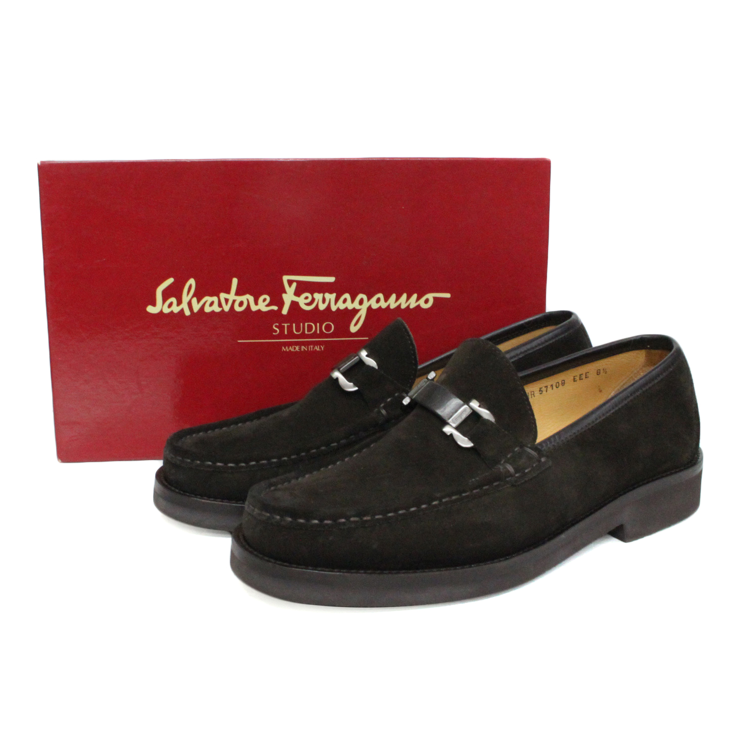 二手Salvatore Ferragamo 深咖啡麂皮男士鞋尺寸8 1/2 050100000172