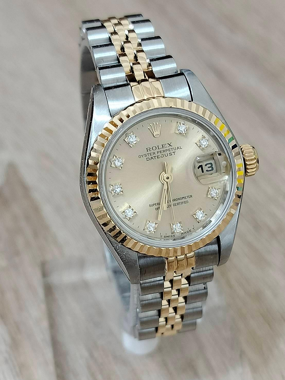 鑫泰典精品 勞力士ROLEX 69173 半金 半紅蟳 女錶 十鑽面盤 盒單齊全