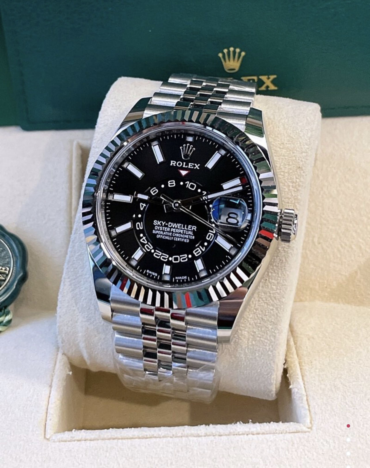 玩錶人現貨Rolex SKY-DWELLER天行者/326934 黑面/2022全新錶/白色黃金鋼/42mm/9001機芯/動力儲備72小時/防水100米