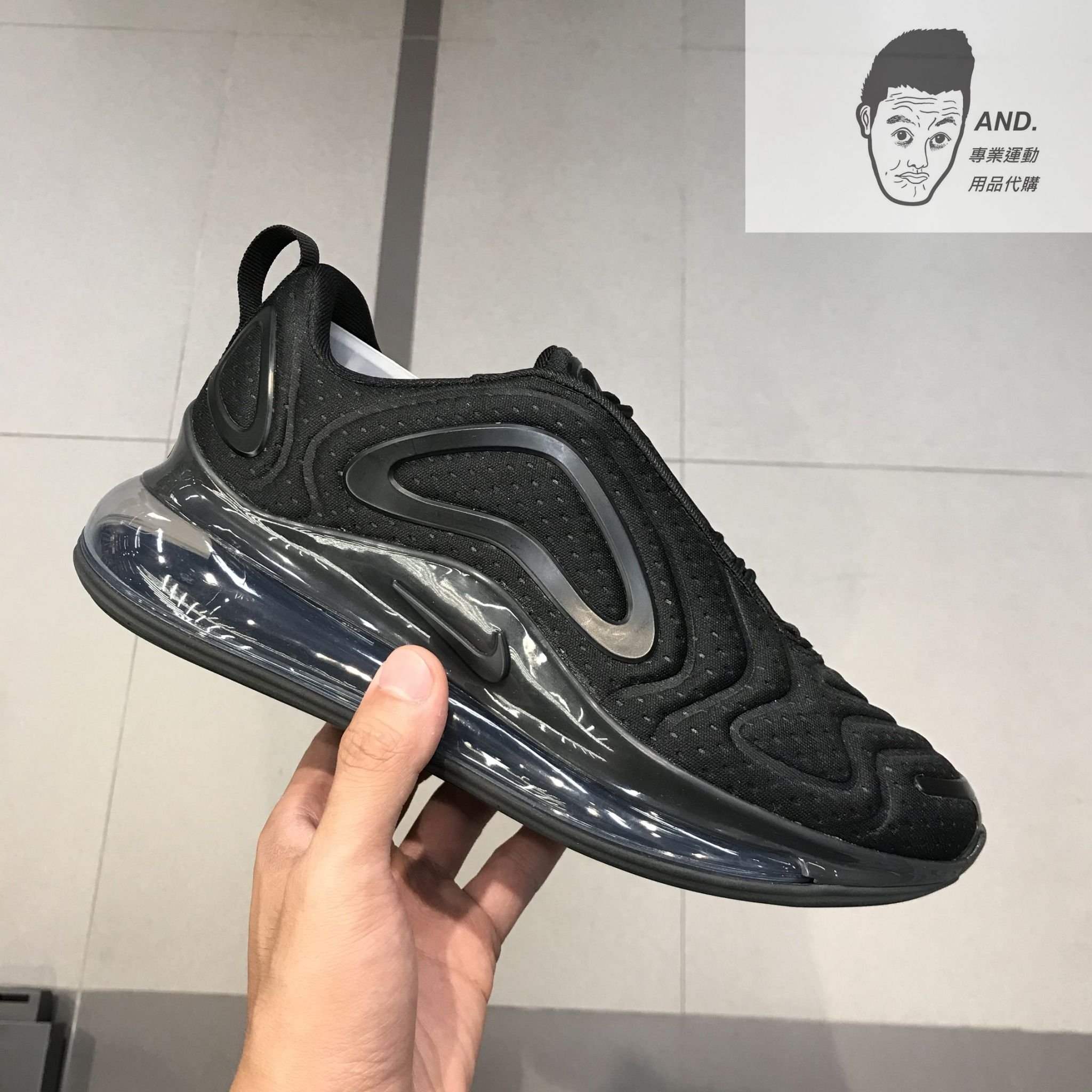 AND.】NIKE Air Max 720 武士黑全氣墊增高厚底休閒運動穿搭女款AR9293