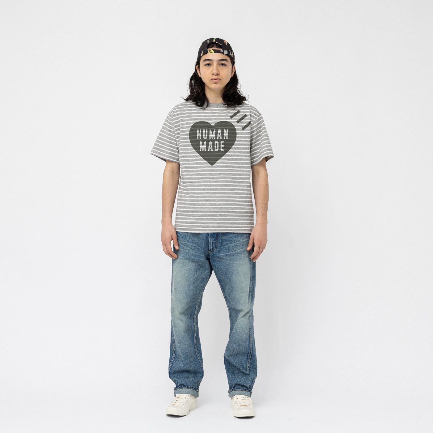 全新現貨HUMAN MADE 23SS STRIPED HEART T-SHIRT 愛心條紋橫條短袖